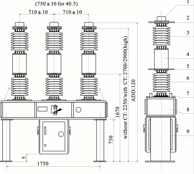 工場価格の温州市の供給40.5kV SF6のタイプ ガスの遮断器